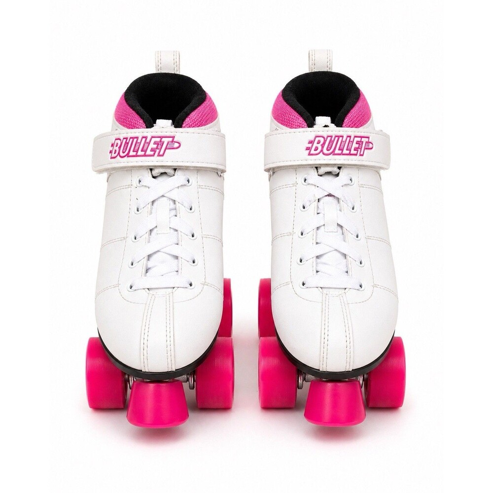 Chicago Bullet Roller Skates Womens 9 White Pink Quad Skates Lace Up Retro